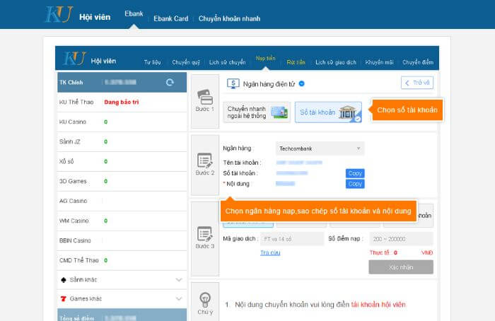Chi tiết về các bước nạp tiền Kubet khá đơn giản
